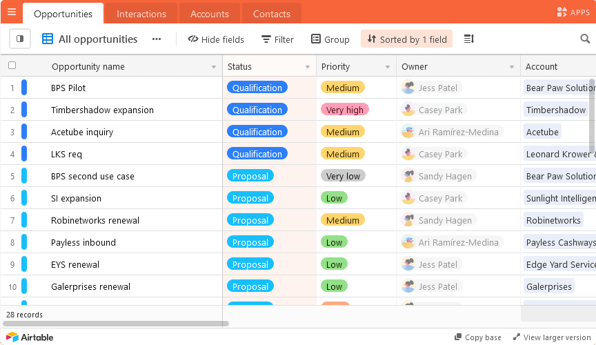 Best Airtable Example: Sales CRM
